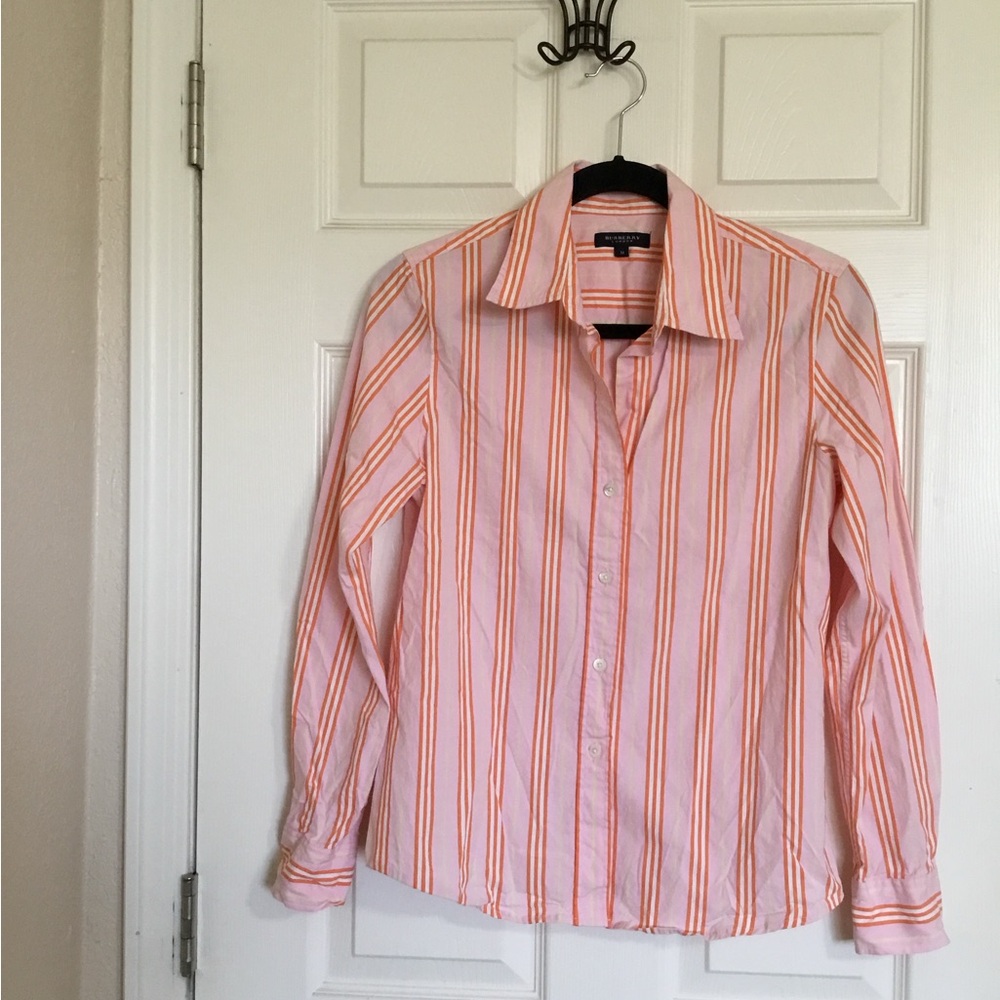 Burberry button down pink orange top size medium